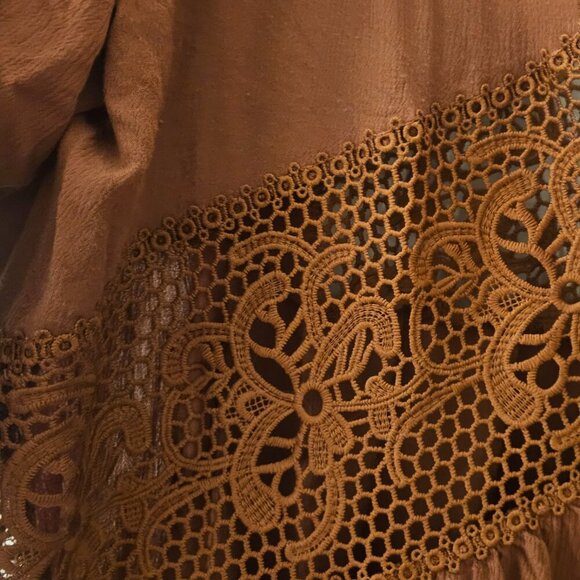 Rue 21 Fall burnt orange crochet boho Oversize kimono Duster Jacket - Picture 6 of 13